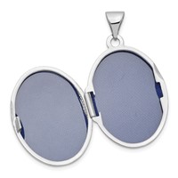 14K White Gold Diamond Vintage Filigree with Blue Fabric Interior 21mm Oval Locket view 4