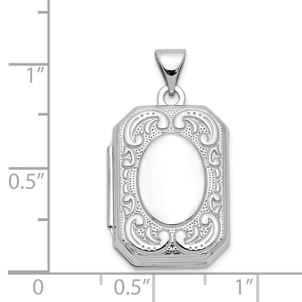 14k White Gold Fancy Border 20x15mm Rectangle Locket (XL558)