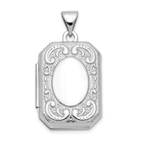 14K White Gold Fancy Border 20x 15mm Rectangle Locket view 1