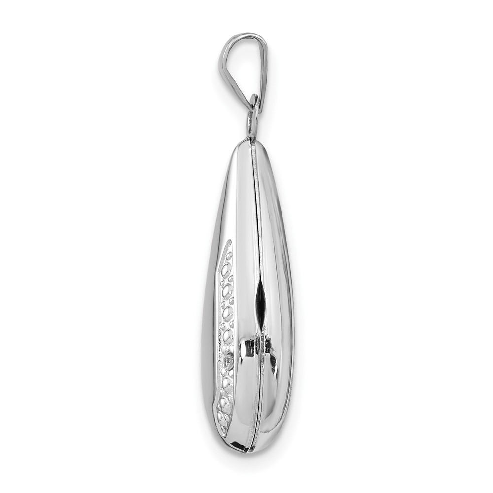 14K White Gold Polished Diamond 21x13mm Teardrop Locket (XL559)