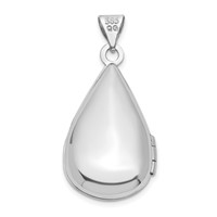 14K White Gold Polished Diamond 21x 13mm Teardrop Locket view 3
