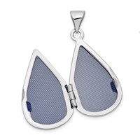 14K White Gold Polished Diamond 21x 13mm Teardrop Locket view 4
