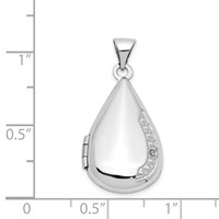 14K White Gold Polished Diamond 21x 13mm Teardrop Locket view 5