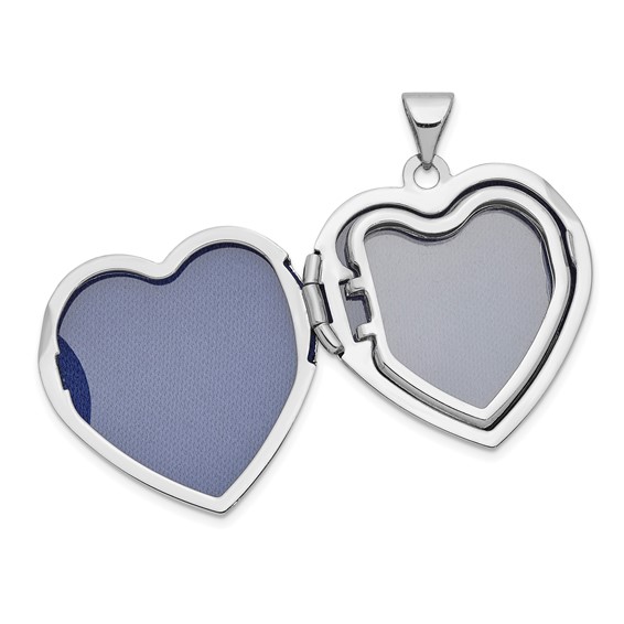 14k White Gold Polished Domed 21mm Heart Family Locket Holds 4 Photos