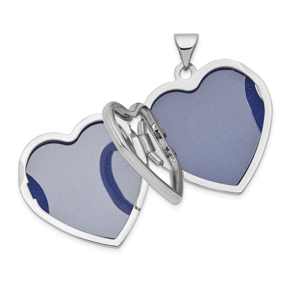 14k White Gold Polished Domed 21mm Heart Family Locket Holds 4 Photos