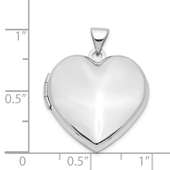 14k White Gold Polished Domed 21mm Heart Family Locket Holds 4 Photos