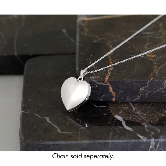 14k White Gold Polished Domed 21mm Heart Family Locket Holds 4 Photos