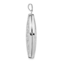 14K White Gold Reversible Floral Swirl Design 32mm Oval Locket view 2