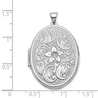 14K White Gold Reversible Floral Swirl Design 32mm Oval Locket view 3