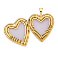14K Yellow Gold Diamond Satin and Diamond-cut Cross 20mm Heart Locket view 4