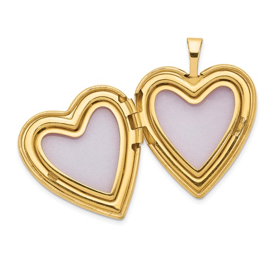 Gold Polished Cross Heart Lockets