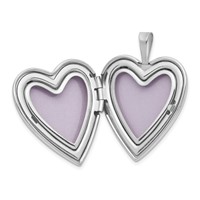 14K White Gold Diamond Satin and Diamond-cut Cross 20mm Heart Locket view 4