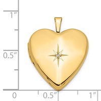 14K Yellow Gold Diamond Star 20mm Heart Locket view 5