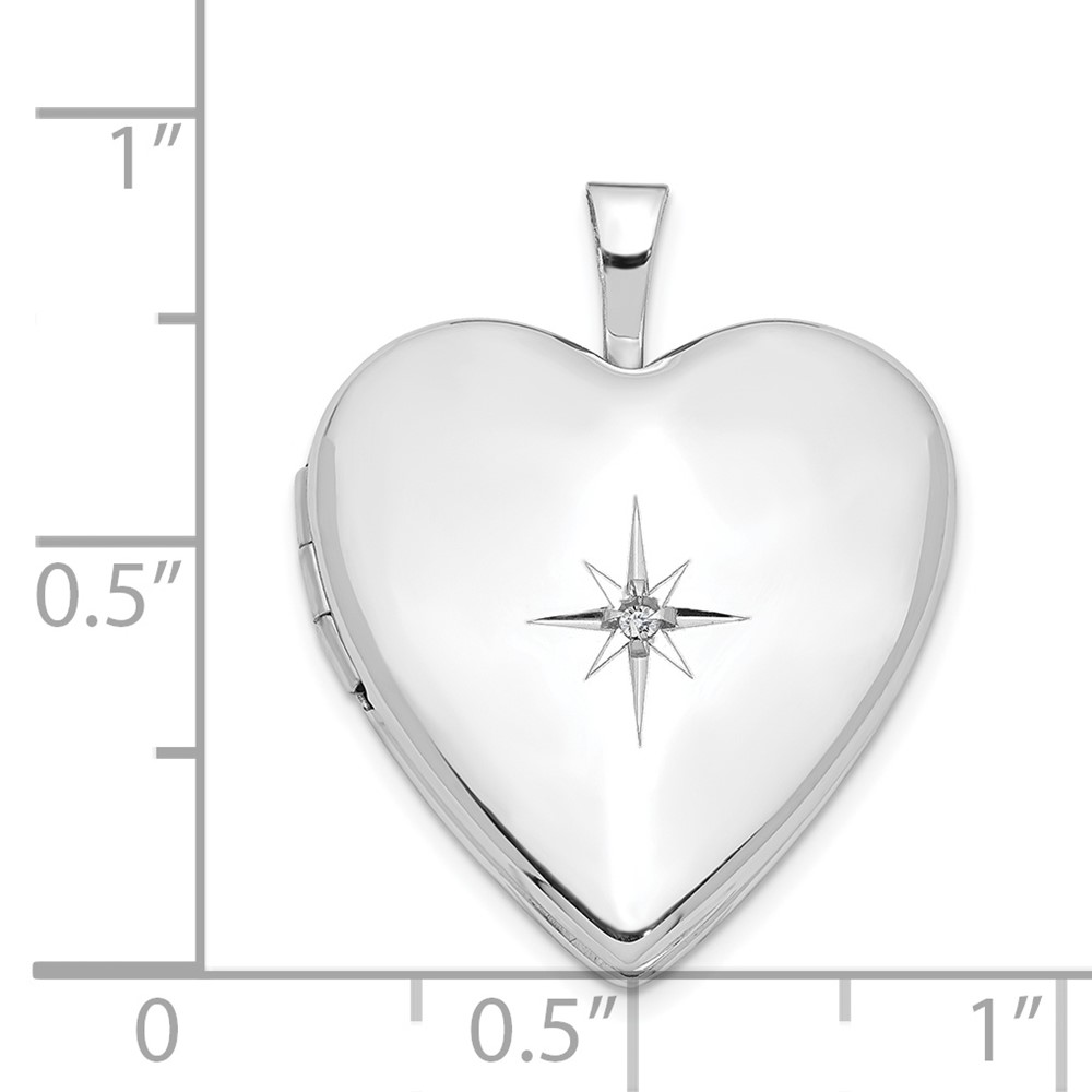14K White Gold Diamond Star 20mm Heart Locket (XL591)