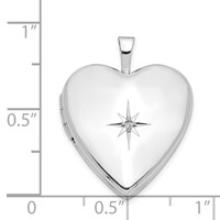 14K White Gold Diamond Star 20mm Heart Locket view 5