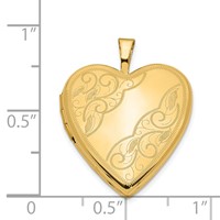 14K Yellow Gold Polished Swirl Design 20mm Heart Locket view 5