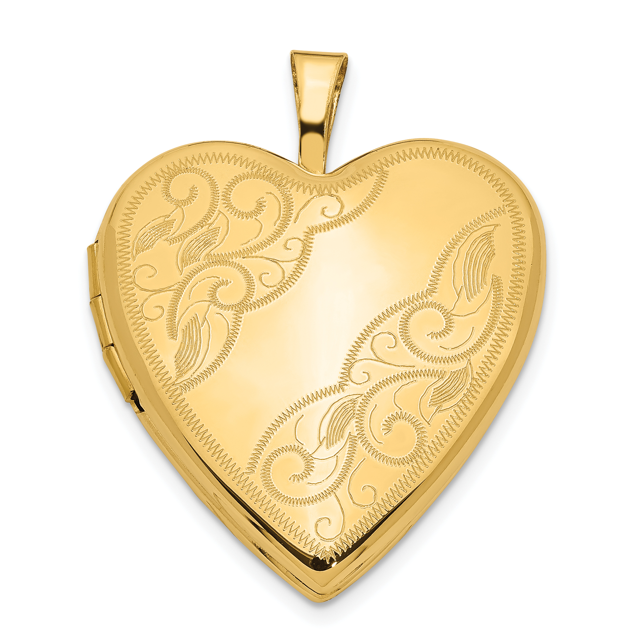 14k Polished Swirl Design 20mm Heart Locket (XL592)