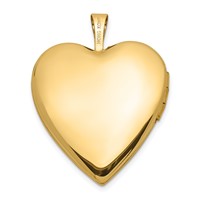 14K Yellow Gold Polished and Satin Diamond Star 20mm Heart Locket view 3