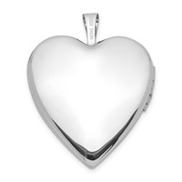 14K White Gold Polished and Satin Diamond Star 20mm Heart Locket view 3