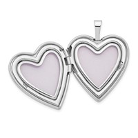 14K White Gold Polished and Satin Diamond Star 20mm Heart Locket view 4