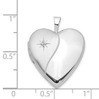 14K White Gold Polished and Satin Diamond Star 20mm Heart Locket view 5