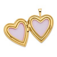 14K Yellow Gold Diamond Star with Side Swirl Edge 20mm Heart Locket view 4