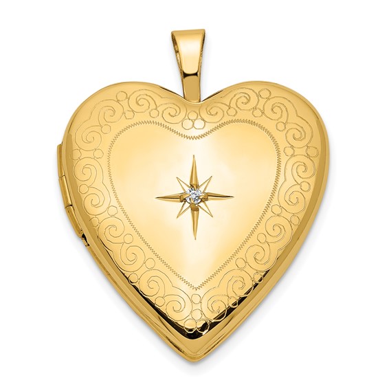 Gold Polished Diamond Heart Lockets