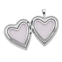 14K White Gold Diamond Star with Side Swirl Edge 20mm Heart Locket view 4