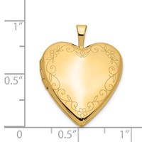 14K Yellow Gold Floral Vine Border 20mm Heart Locket view 5