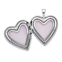14K White Gold Floral Vine Border 20mm Heart Locket view 4