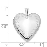 14K White Gold Floral Vine Border 20mm Heart Locket view 5