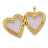 14K Yellow Gold Satin Diamond Star I Love You Script 20mm Heart Locket view 4