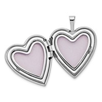 14K White Gold Pink and Green Enamel Rose I Love You Script 20mm Heart Locket view 4