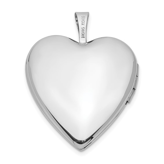 14K White Gold MOM Script with Hearts 20mm Heart Locket