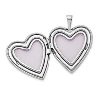 14K White Gold Mom Script with Hearts 20mm Heart Locket view 4