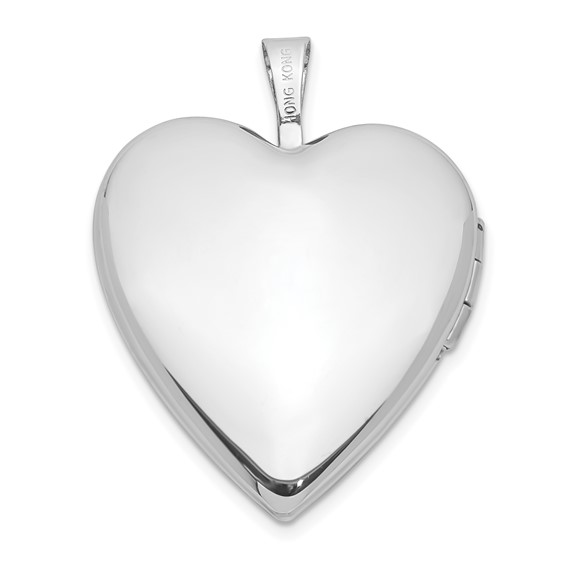 14K 20mm White Gold Enameled Breast Cancer w/ Hearts Heart Locket