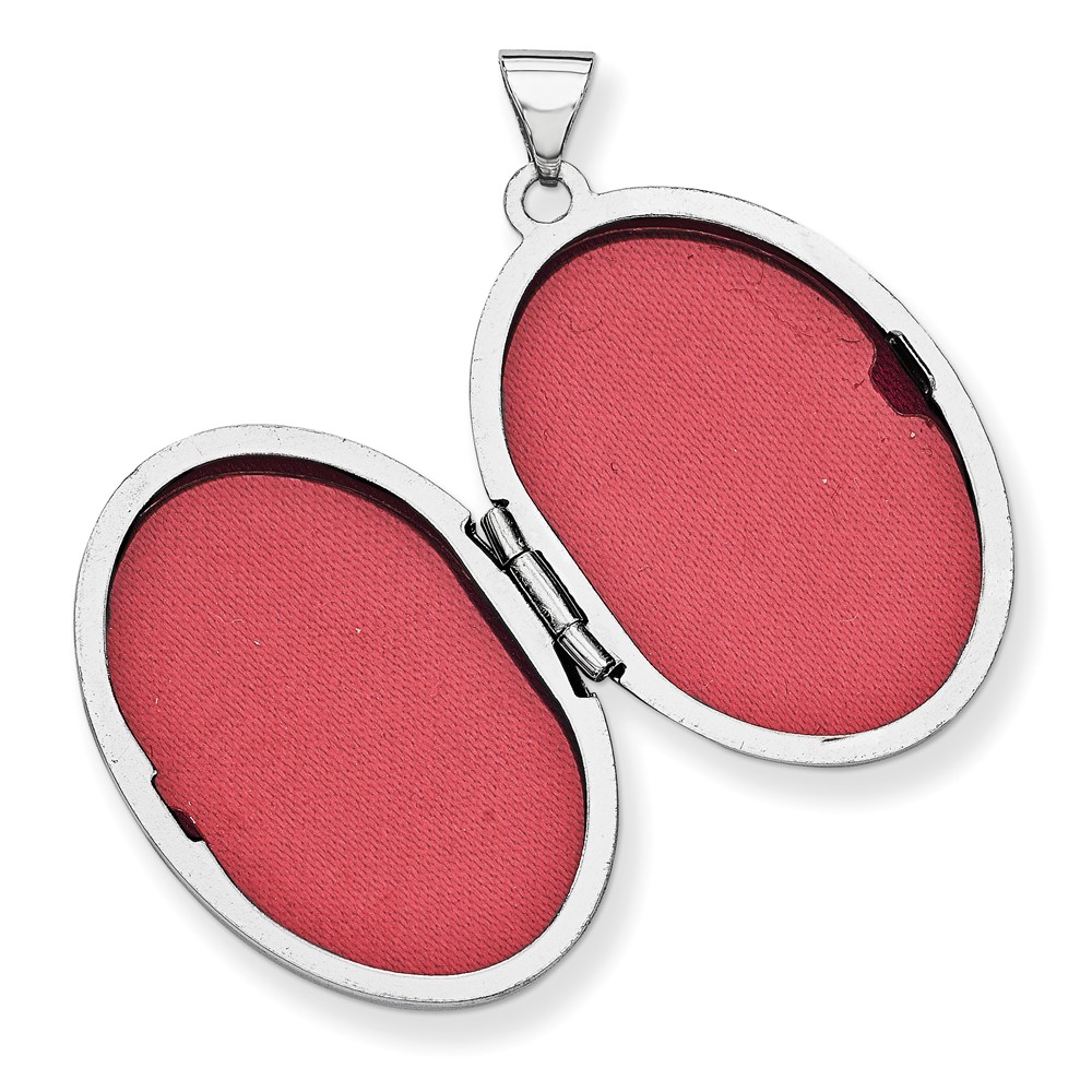 14k White Gold Scroll Design 26mm Oval Locket (XL618)