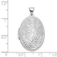 14K White Gold Scroll Design 26mm Oval Locket view 3
