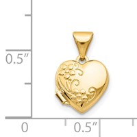 14K Yellow Gold Floral 10mm Heart Locket view 4