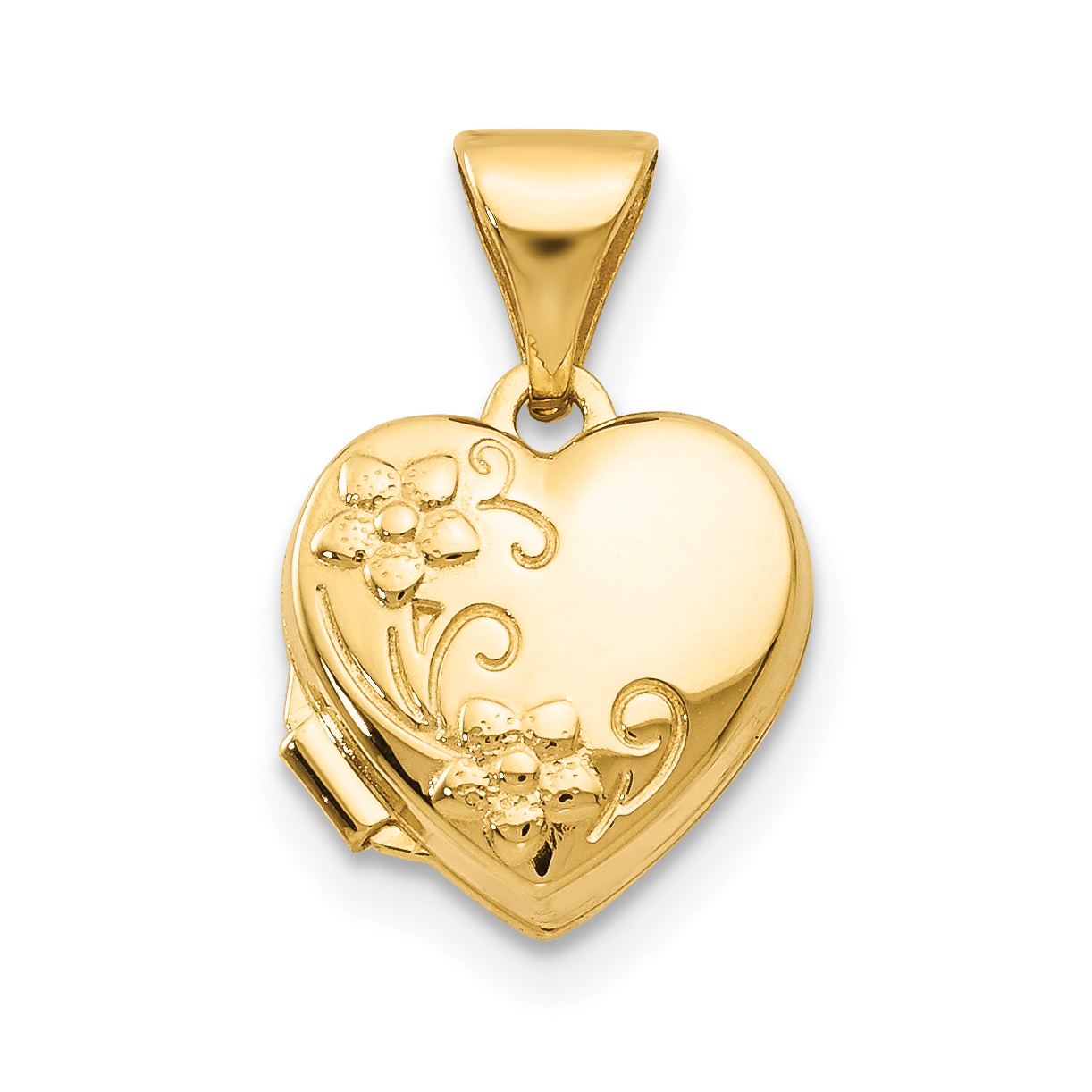 14k Floral 10mm Heart Locket (XL62)