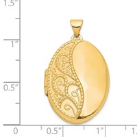 14K Yellow Gold Fancy Half Swirl Design 26mm Oval Locket view 3