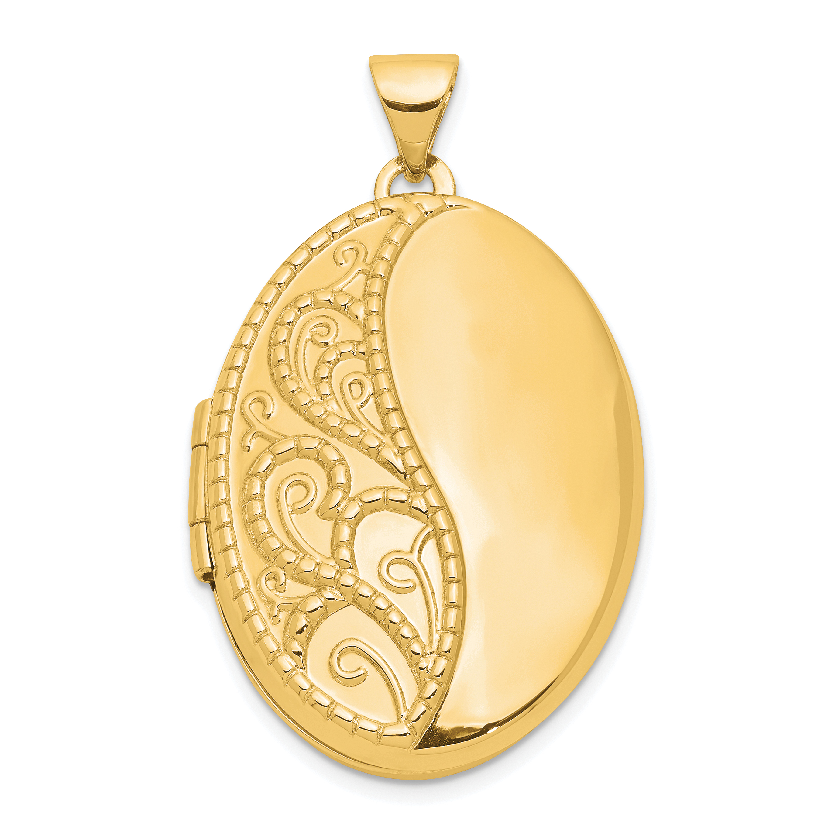 14k Fancy Half Swirl Design 26mm Oval Locket (XL623)