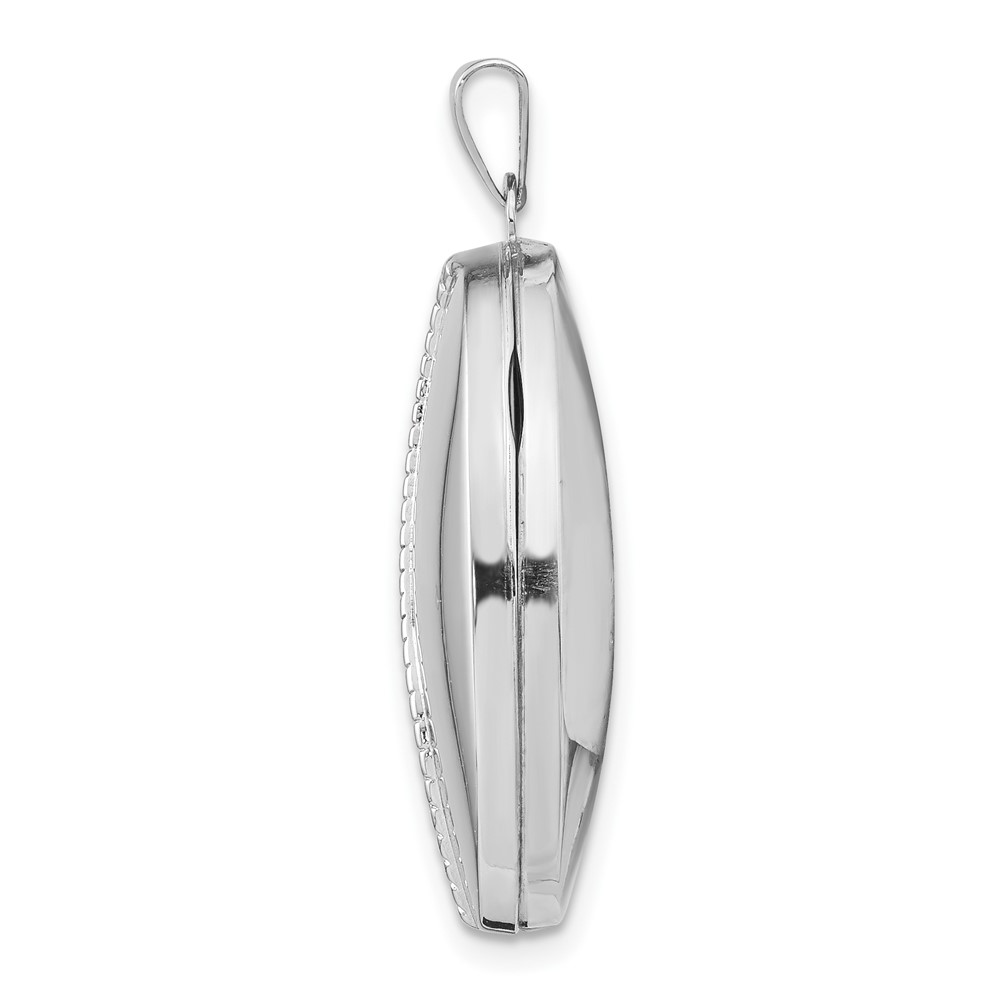 14k White Gold Fancy Half Swirl Design 26mm Oval Locket (XL624)