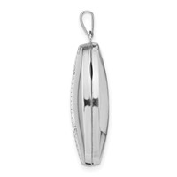 14K White Gold Fancy Half Swirl Design 26mm Oval Locket view 2
