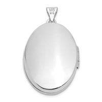 14K White Gold Fancy Half Swirl Design 26mm Oval Locket view 4