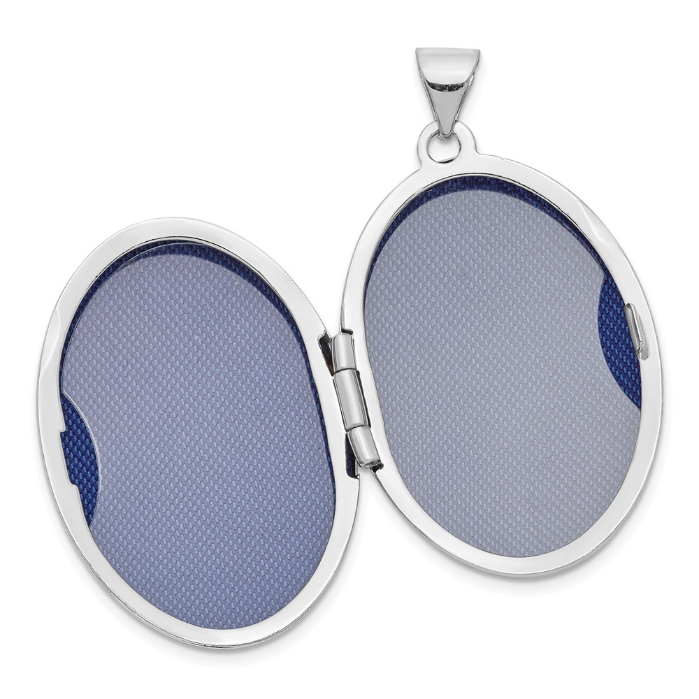 14k White Gold Fancy Half Swirl Design 26mm Oval Locket (XL624)