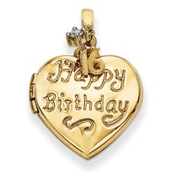 14K 15mm Yellow Gold Heart Happy 16th Birthday with CZ Locket view 1