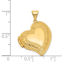 14K Yellow Gold Fancy 20mm Heart Locket view 5