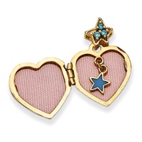 14K Yellow Gold Blue CZ Make a Wish (Charm Inside Locket) 15mm Heart Locket view 2