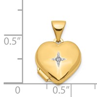14K Yellow Gold with White Rhodium Diamond Star 12mm Heart Locket view 5